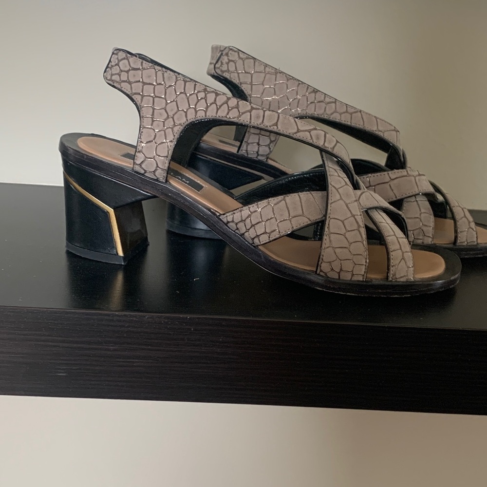 Derek Lam Beige Croc-Embossed Heels